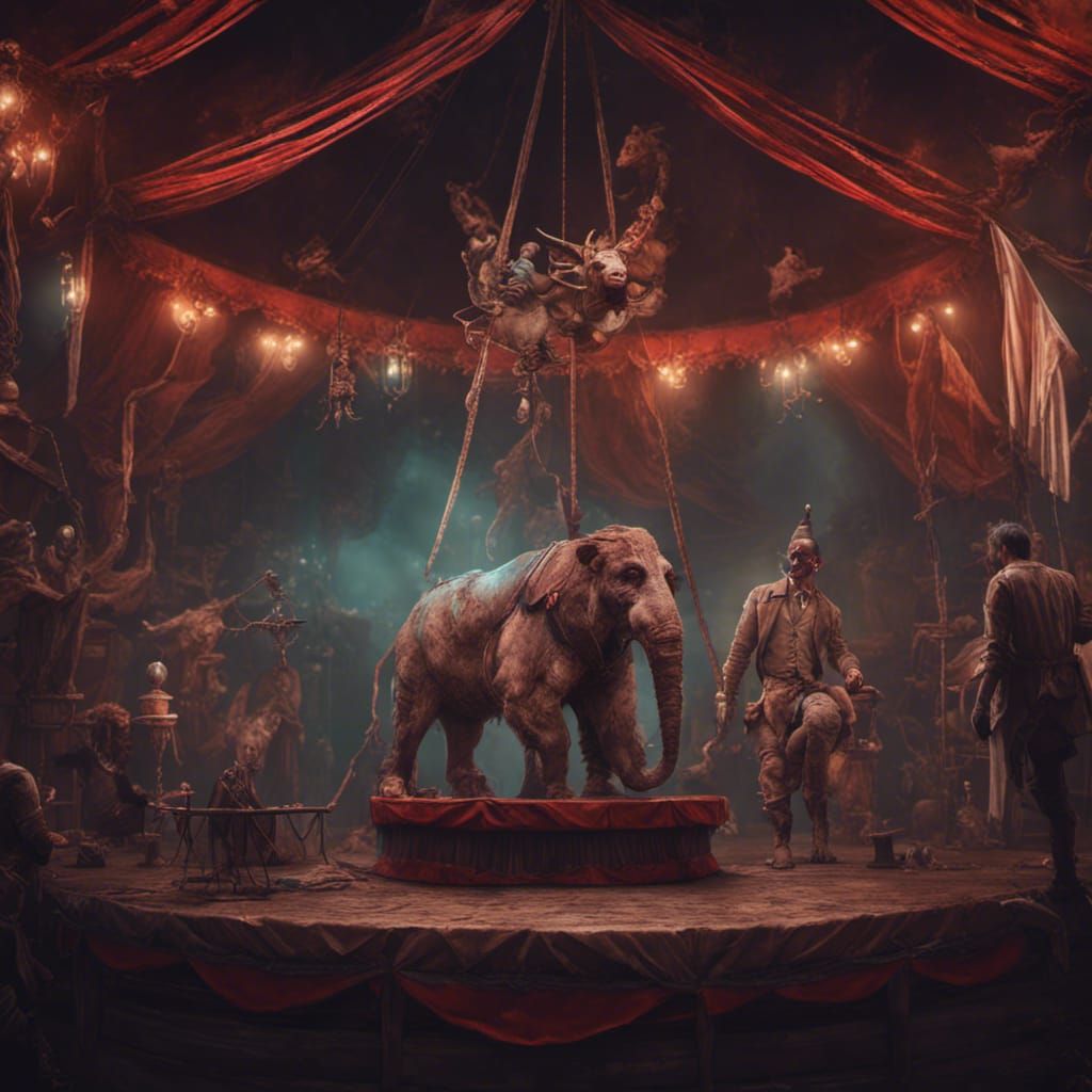 Creepy Circus Sideshow in Detailed Matte Painting Style