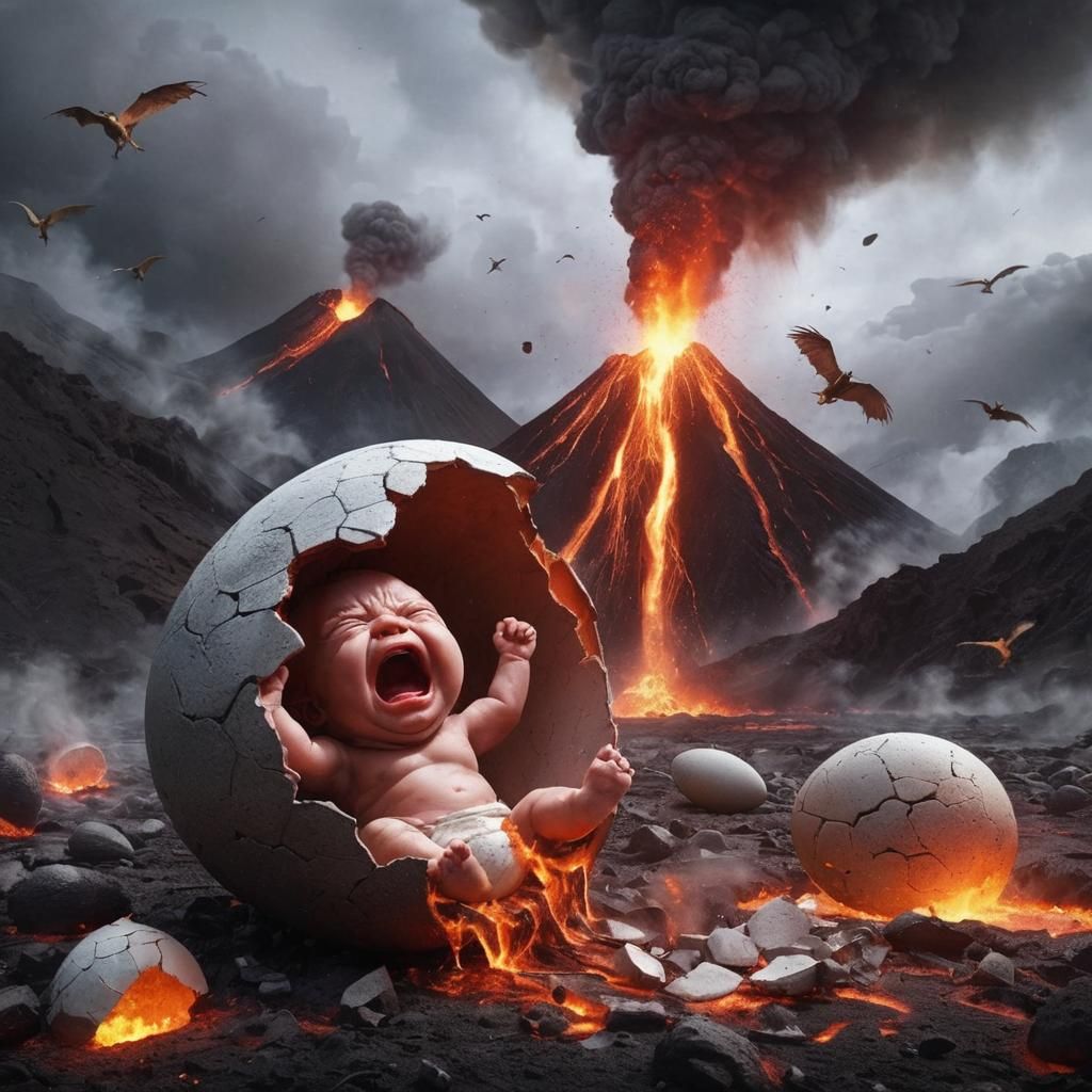 Demon King Baby Emerges from Volcanic Egg