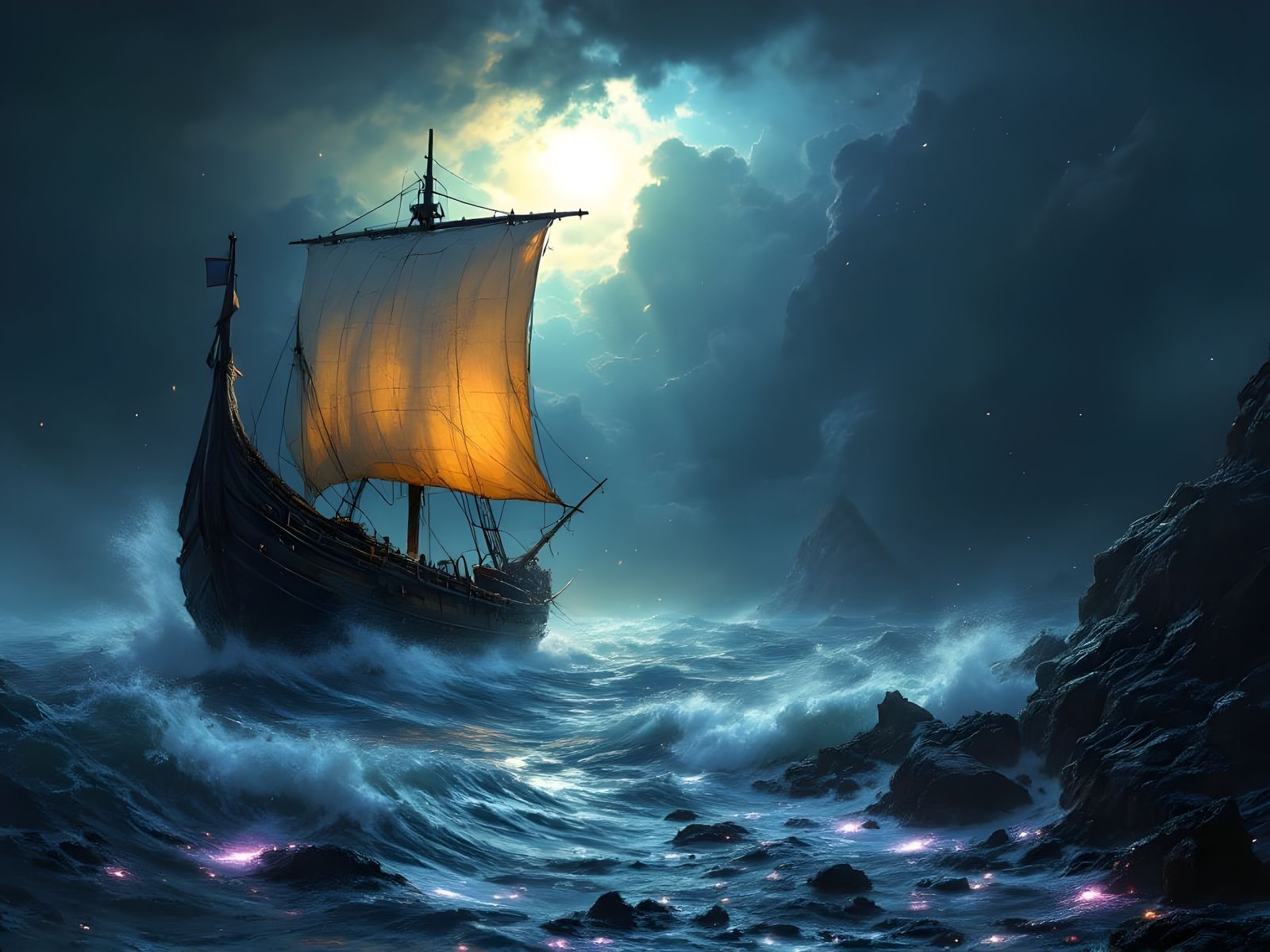 Epic Stormy Seascape in Oil Painting Style