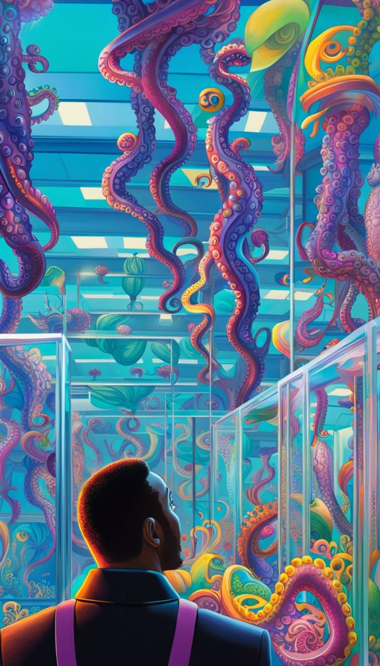 Colorful Octopus Tentacle Display in Museum