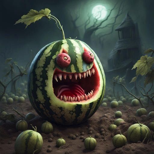 Cartoon Zombie Watermelon Illustration