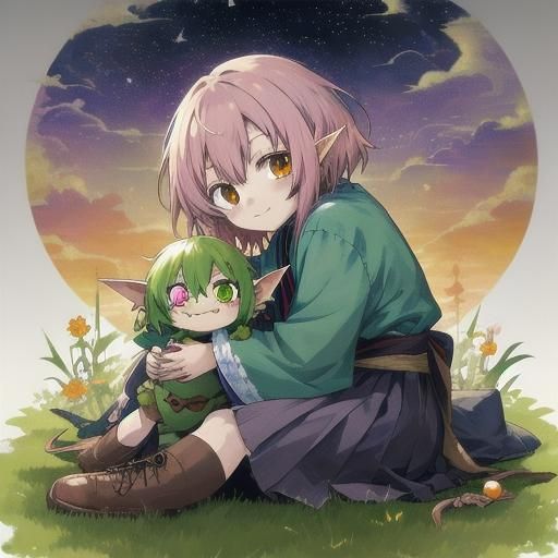 Cute Goblin Waifu in Anime Art Style