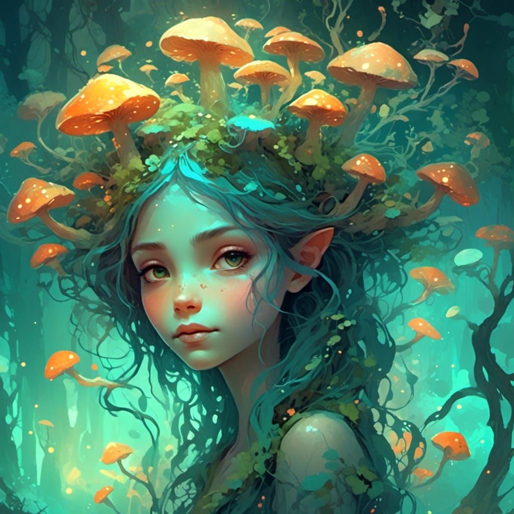 Luminescent Forest Spirit in Digital Art Style