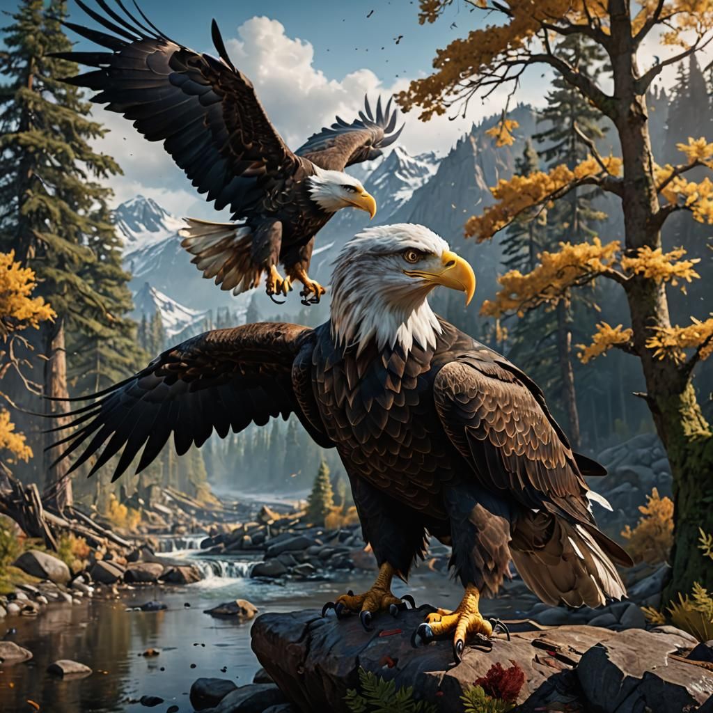 Majestic Bald Eagle in Detailed Matte Painting