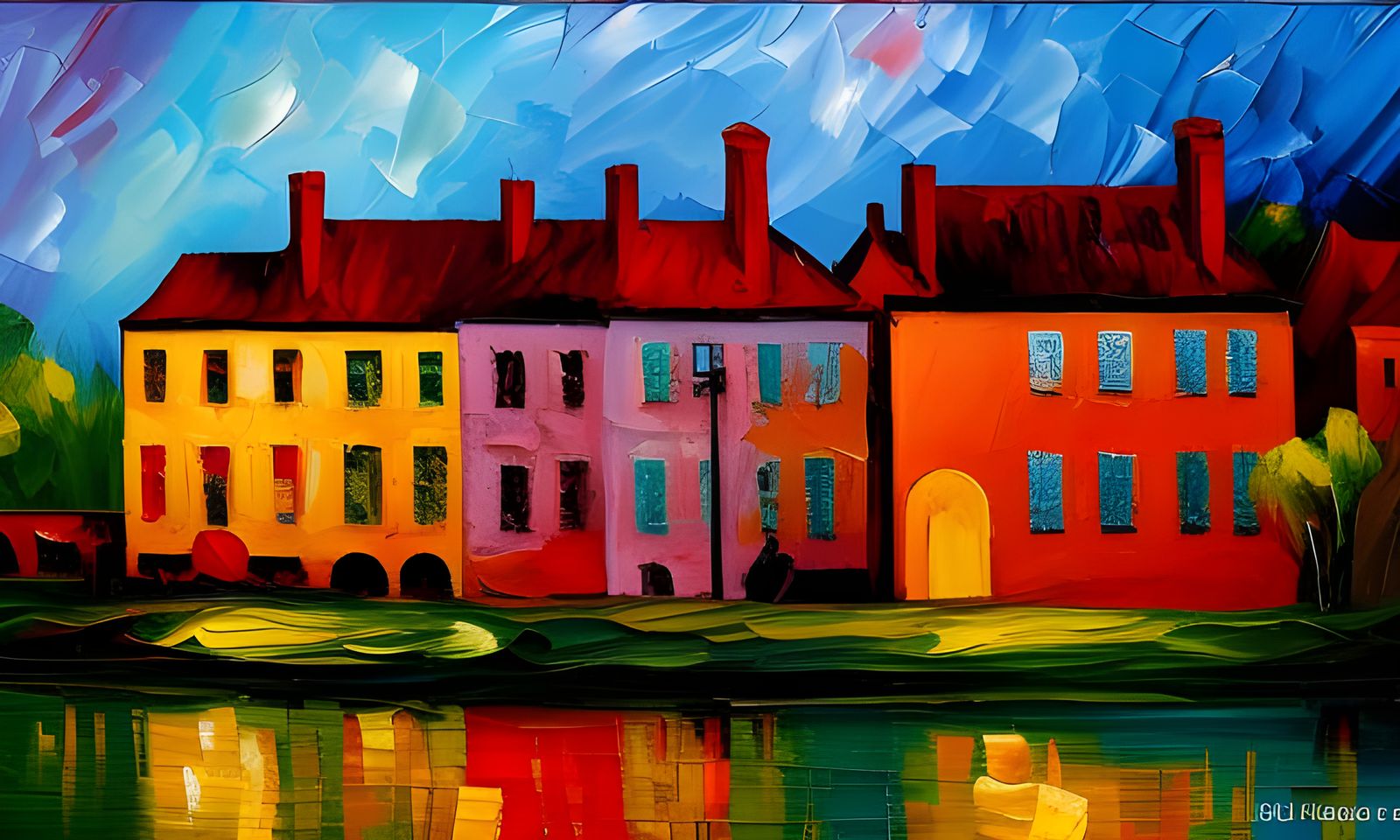 Neo-Impressionist Expressionist Oil Painting with Bold Brush...