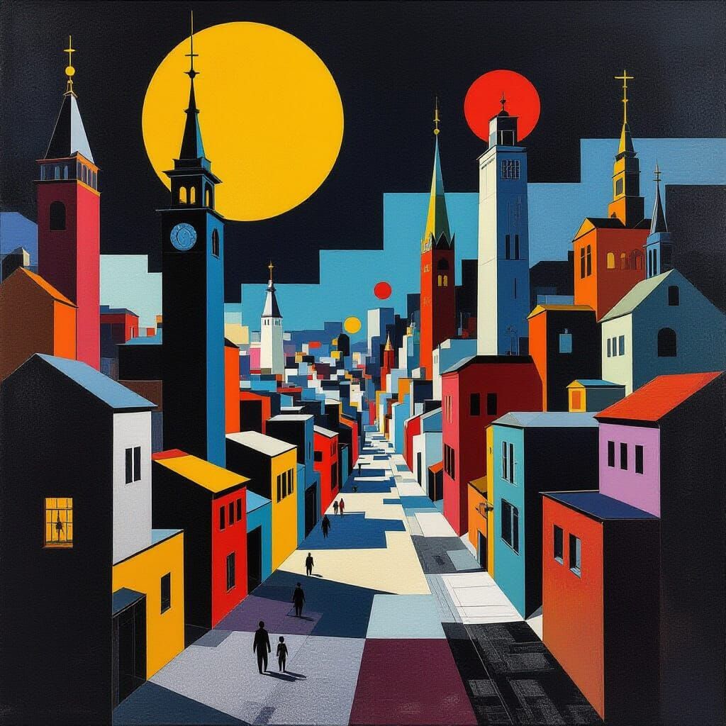 Vivid bauhaus and de stijl style technique futuristic old ci...