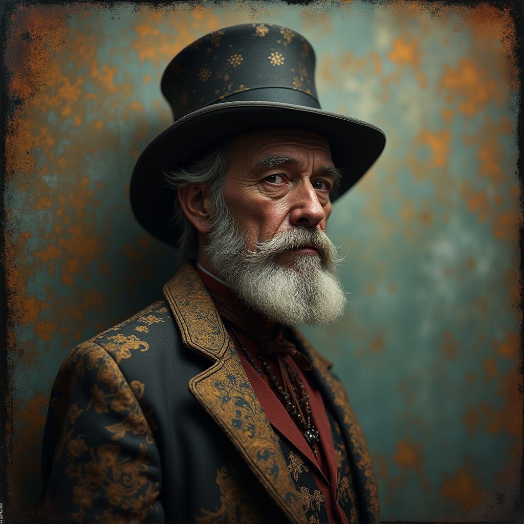 Victorian Sideshow Performers in a Muted Backdrop