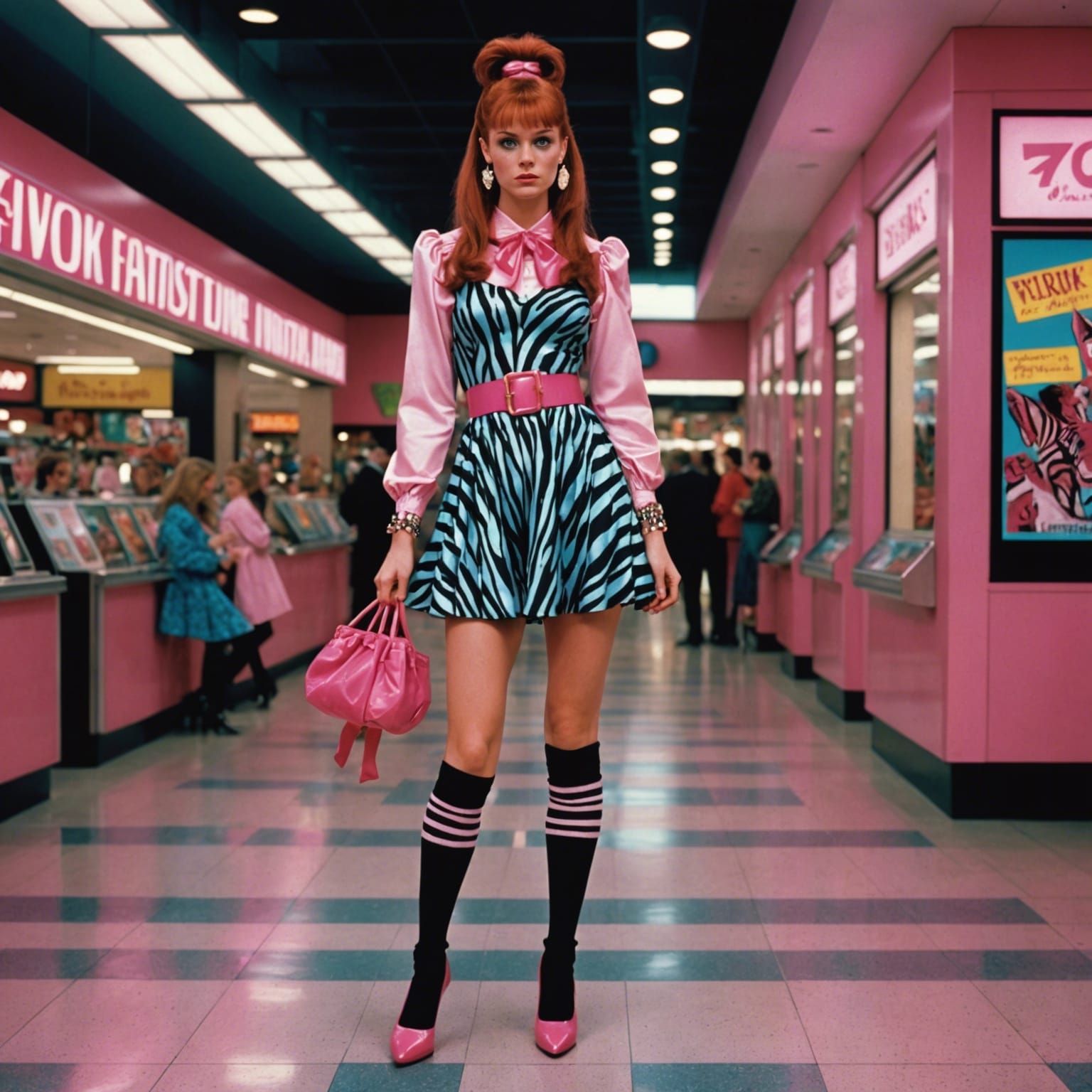 Valley Girl in 1980s Fashion at the Mall