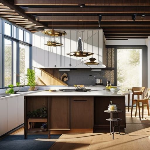 Solarpunk Kitchen: Fantastical Digital Art Masterpiece