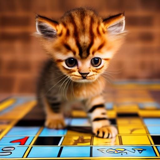 Cute Kitten Loses Monopoly in Hyperrealistic Photo