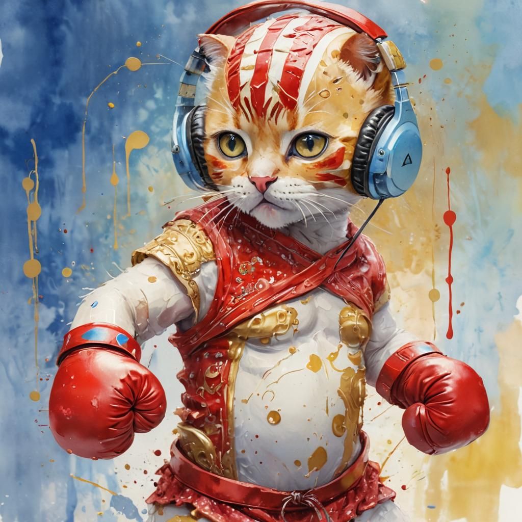 Boxing Mummy in Impressionist Watercolor Style