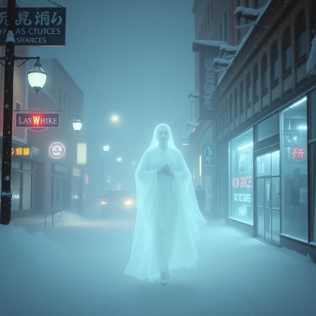 Yuki Onna: Ethereal Snow Spirit in a Blizzard