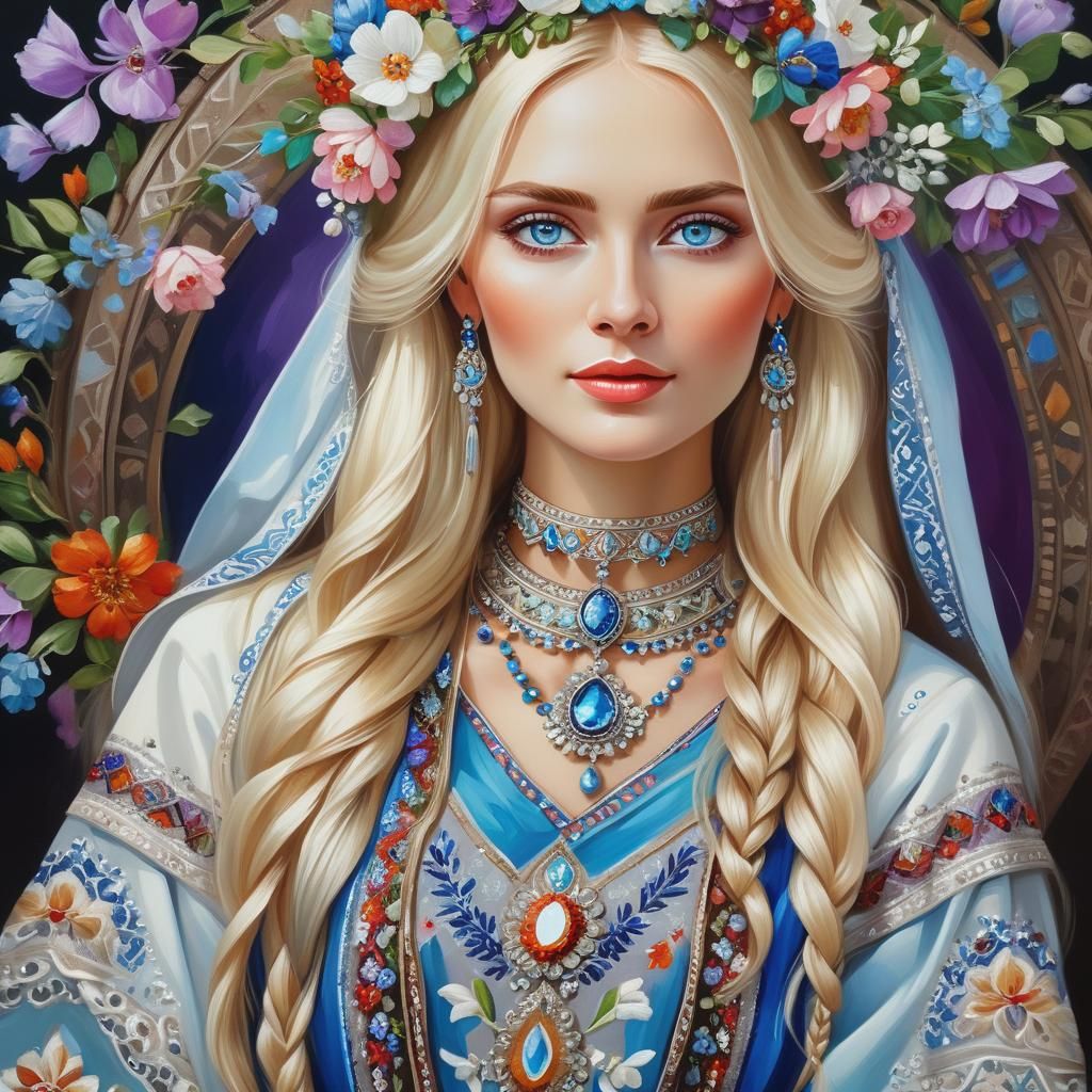 Russian Beauty in Traditional Slavic Attire