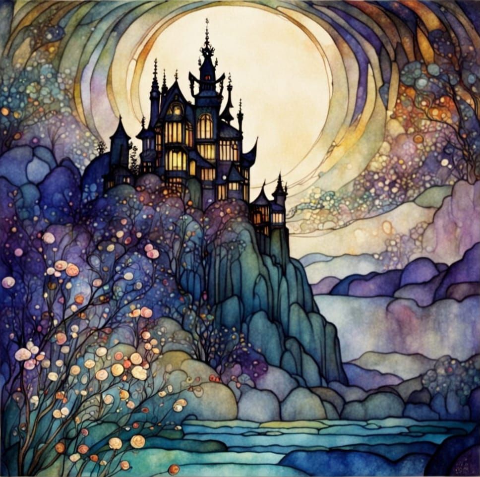 Goble-Klimt Digital Watercolour in Vibrant Colours