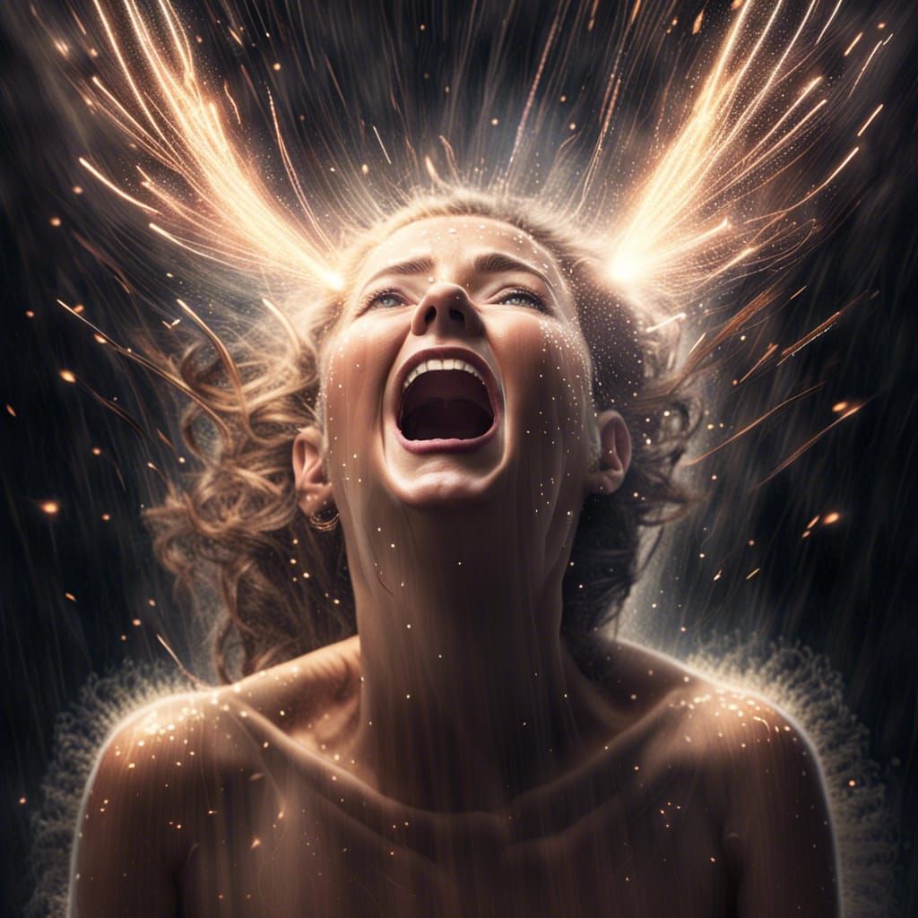 Angel Emitting Sparks into the Sky