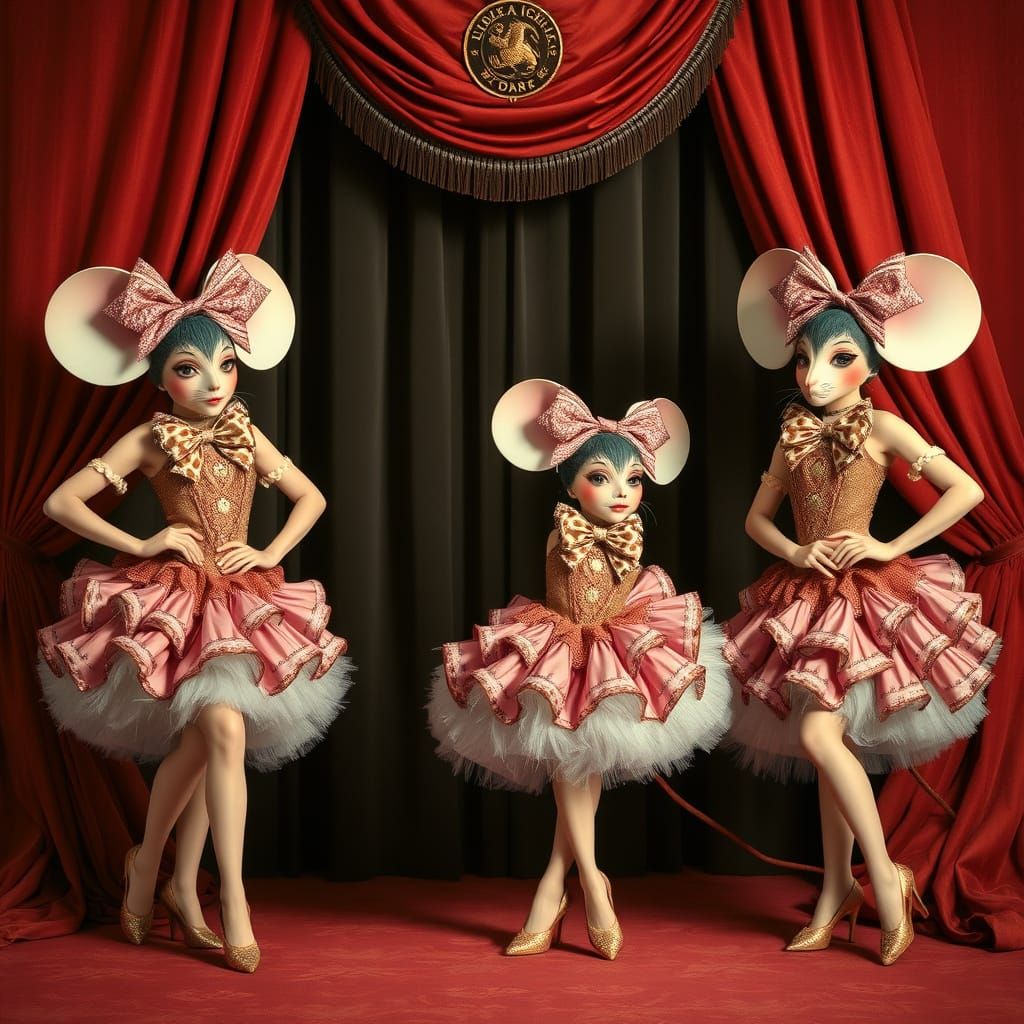 Mouse Costume Showgirls in Art Nouveau Style