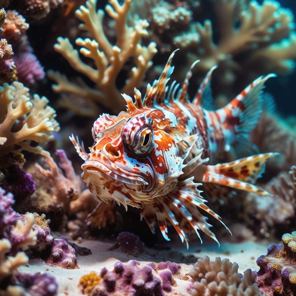 Underwater Scorpion Fish on Coral Reef