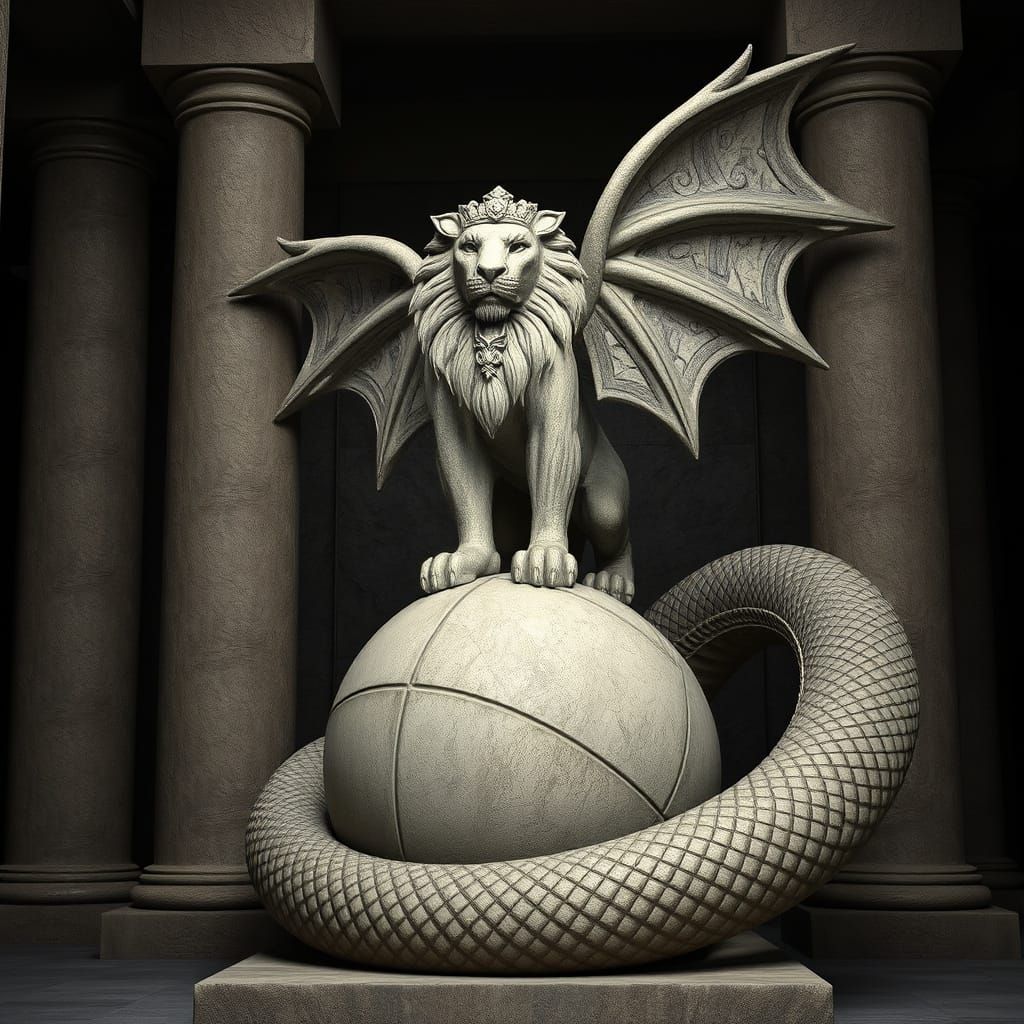 Ahriman in Cubist Brutalist Shrine