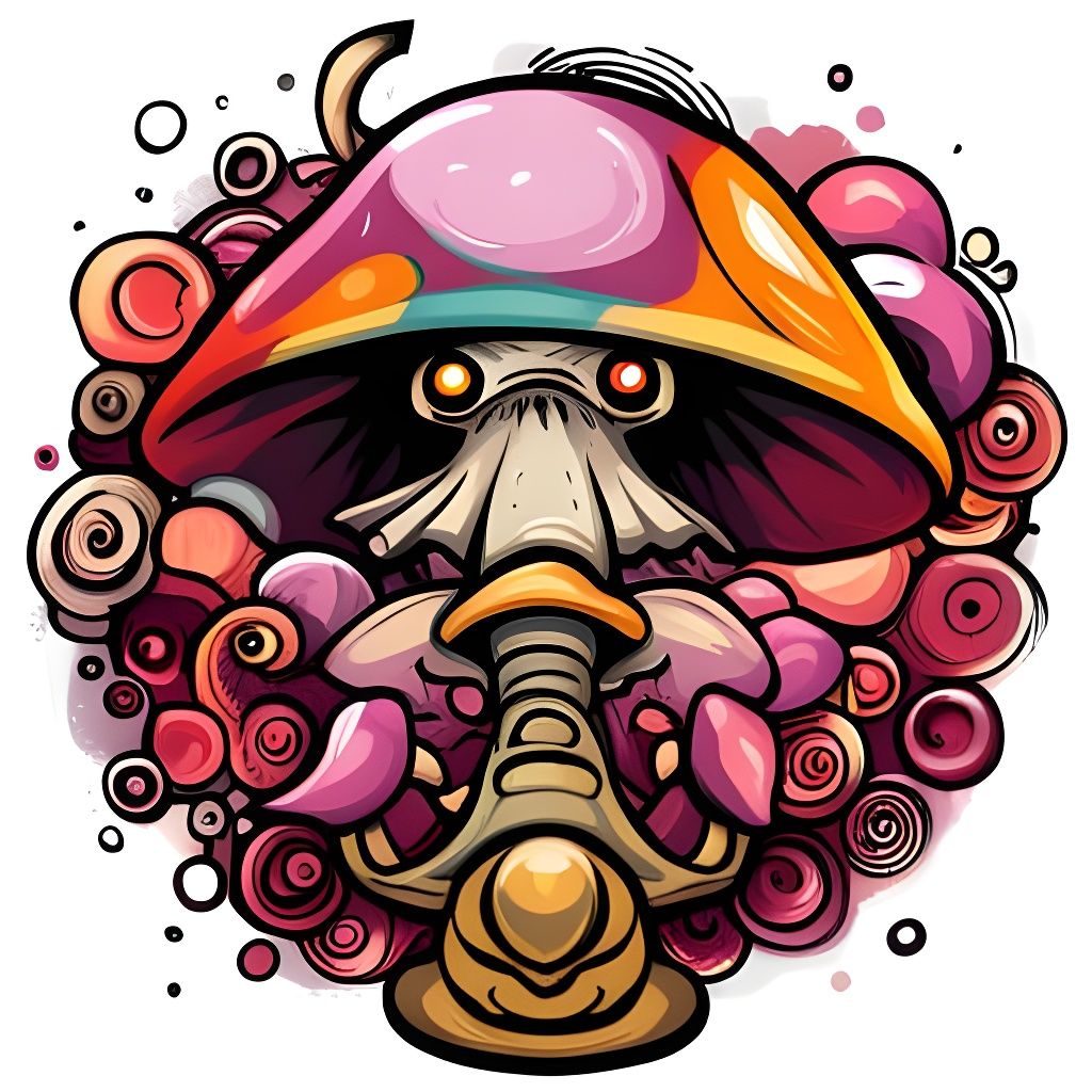 Mushroom Humanoid in Graffiti Street Art Style
