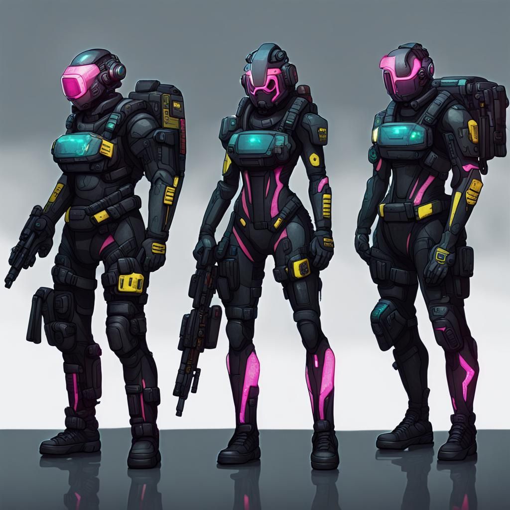 Cyberpunk Battle Suit Squad