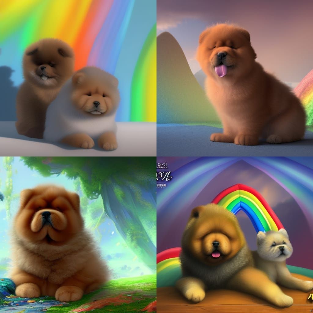 Chow Chow Puppy on Rainbow Fluffy Seat