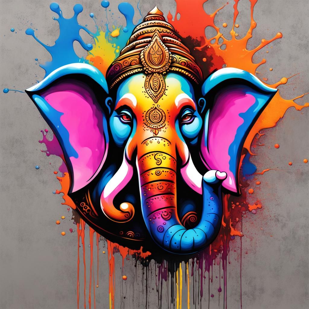 Ganesha Graffiti Art in Street Style