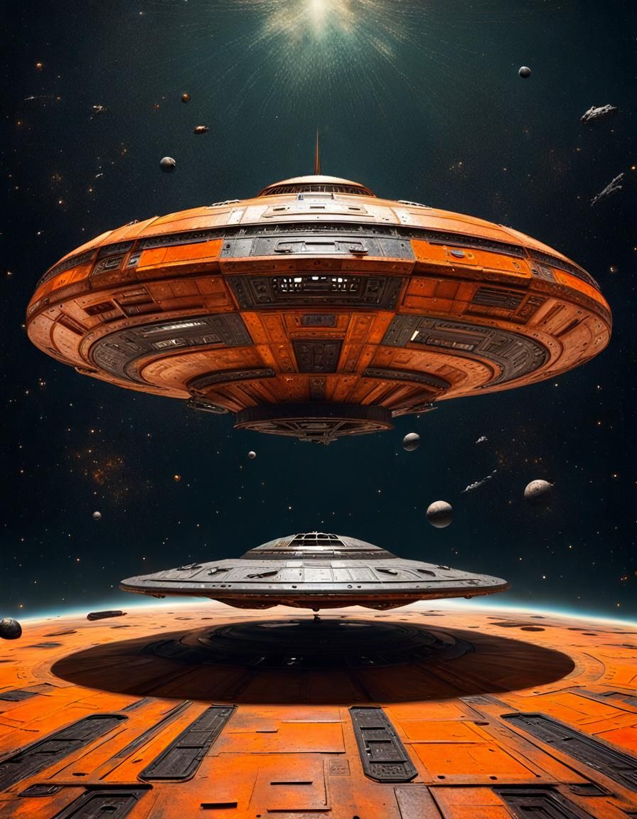 Gritty Sci-Fi Spaceship in Retro Style