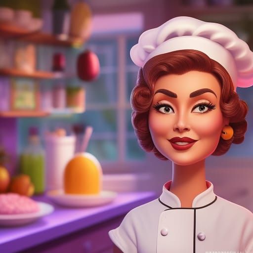 Cute Cartoon Chef Portrait in 3D Digital Art Style