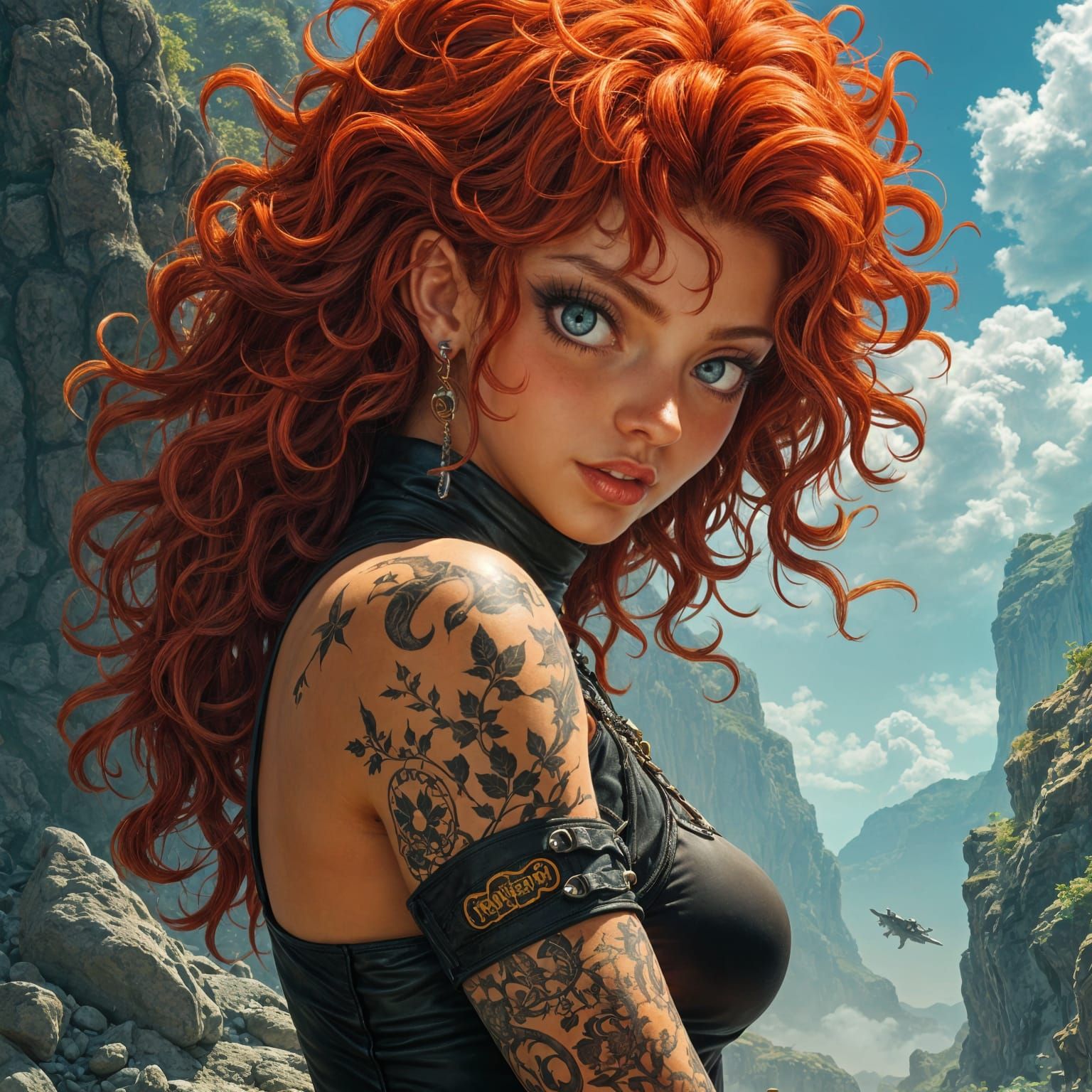 Red-Haired Space Pirate in Toriyama-Silvestri Style