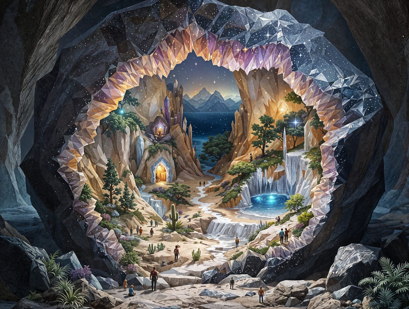 Surreal Crystal Geode Reveals Fantastical Miniature Worlds