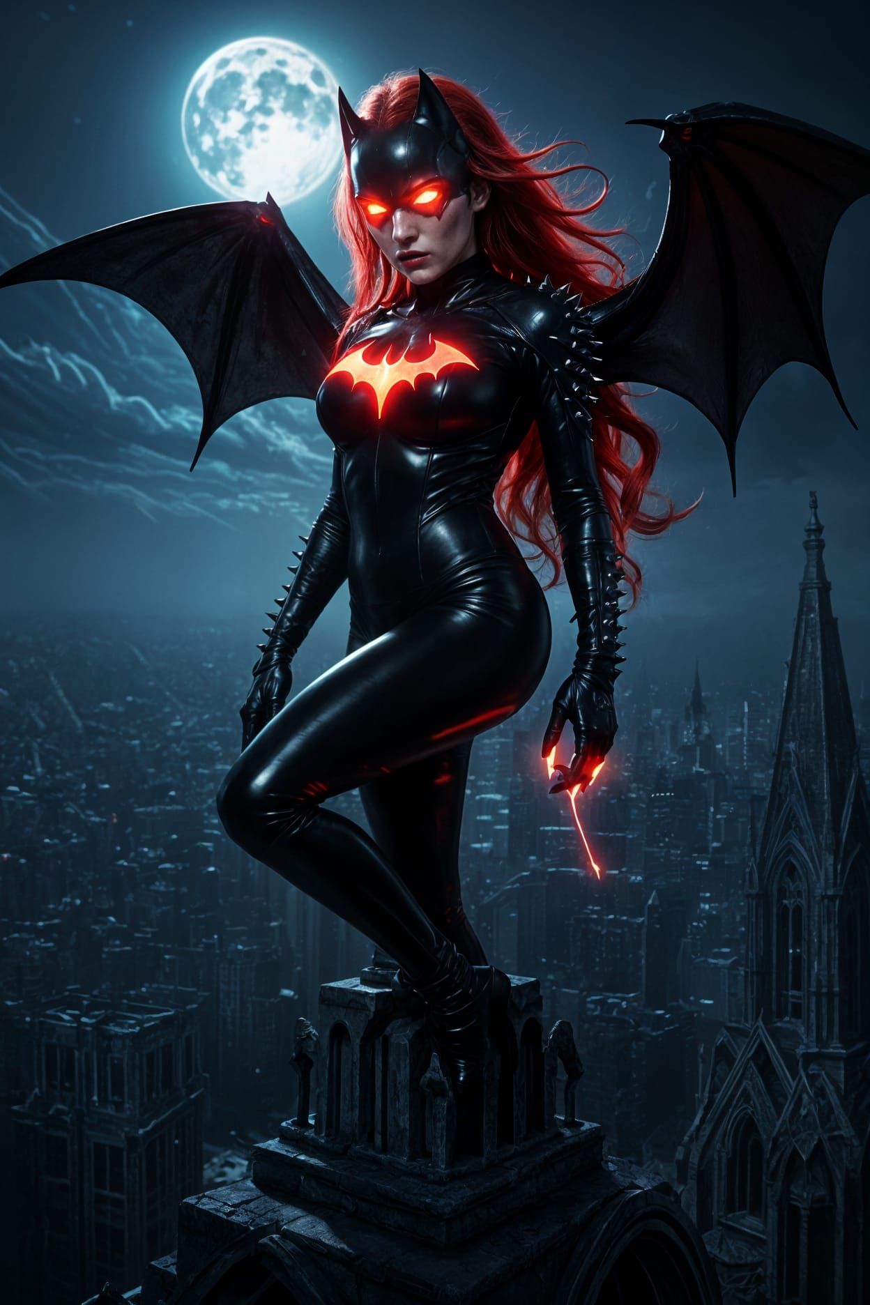 Cryptid Bat-Like Figure with Red Glowing Eyes