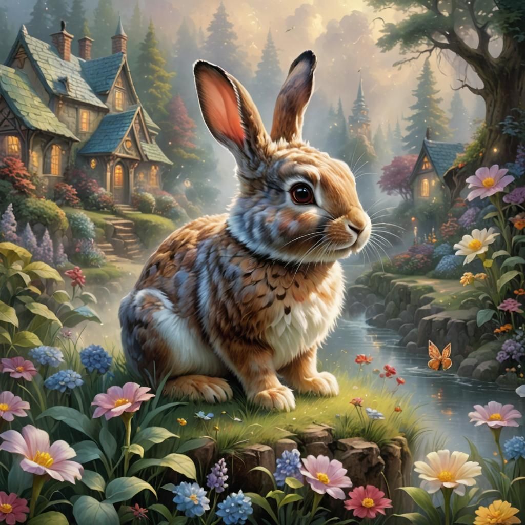 Cute Rabbit in Ethereal Fantasy Style
