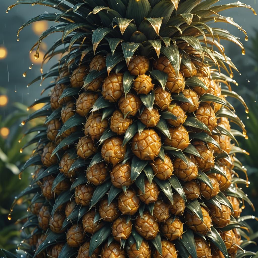 Pineapple Close-Up: Detailed Digital Art