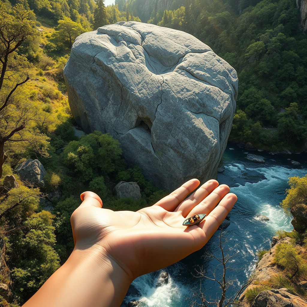 Surreal Stone Hand Landscape in Dreamlike Style