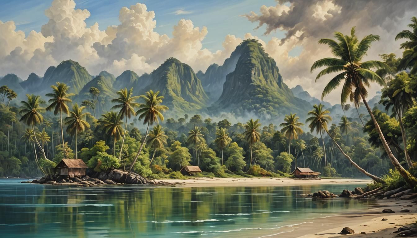 West Papua Paradise: An Oil Painting Landscape