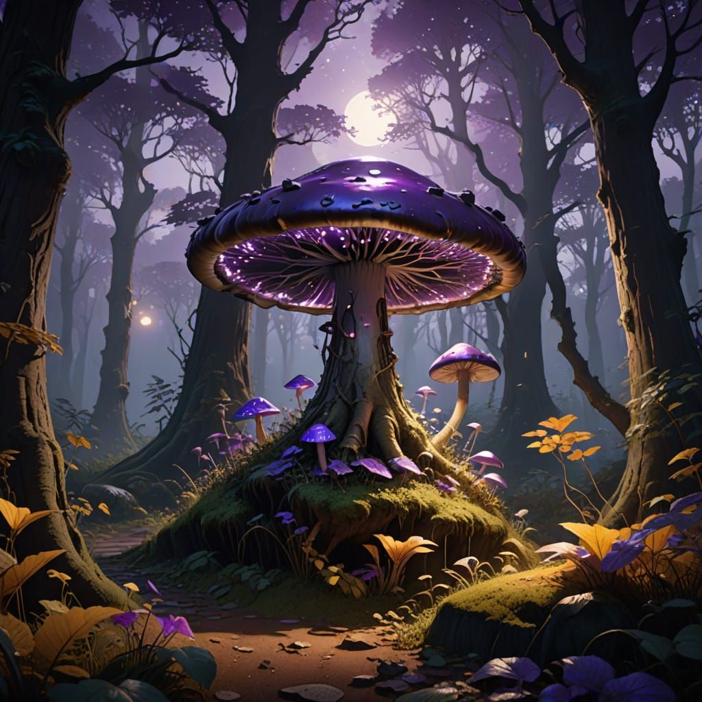 Ethereal Fantasy Mushroom in Soft Moonlight