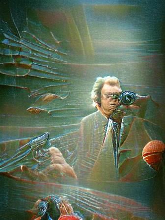 Intense Shootout Scene in Retrofuturist Style