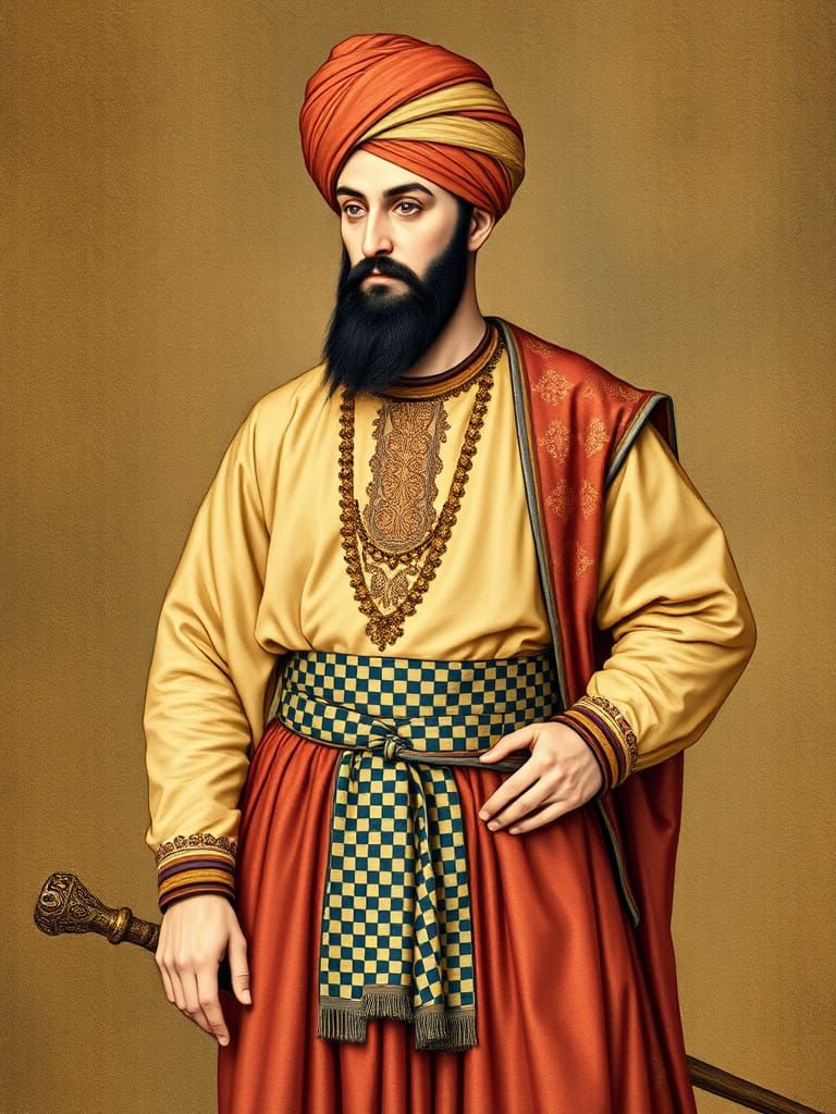 Timur (Tamerlane) in Traditional Persian Court Attire