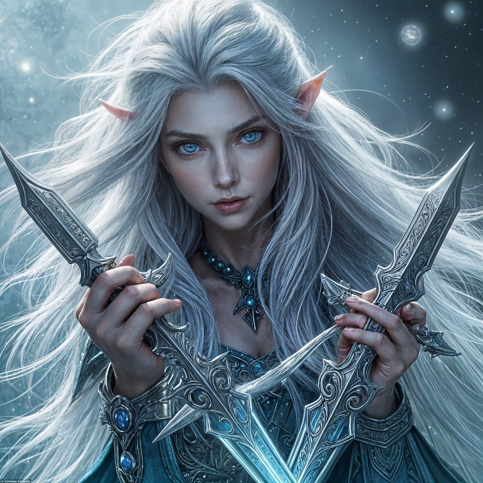 Mystical Moon Elf Warrior in Ethereal Fantasy