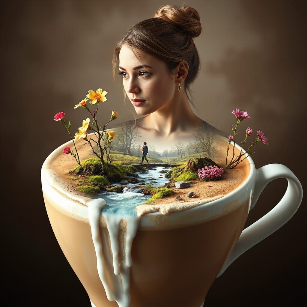 Cappuccino Spring Landscape: 3D Render by Rutkowski
