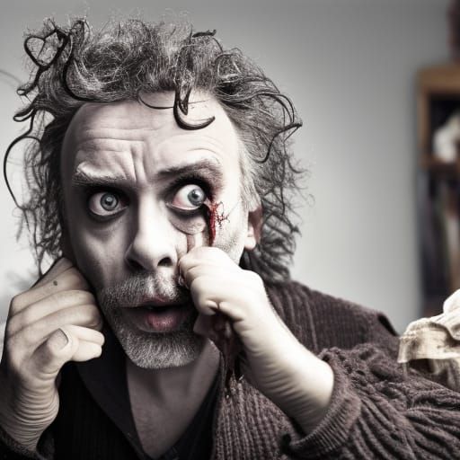 Unnerving Man Pacing: A Spooky Tim Burton Scene