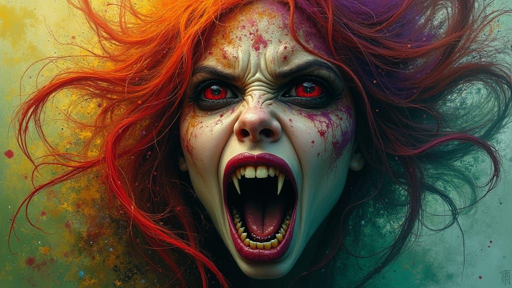 Mystical Elven Female in a Twisted, Avant-Garde Painting Sty...