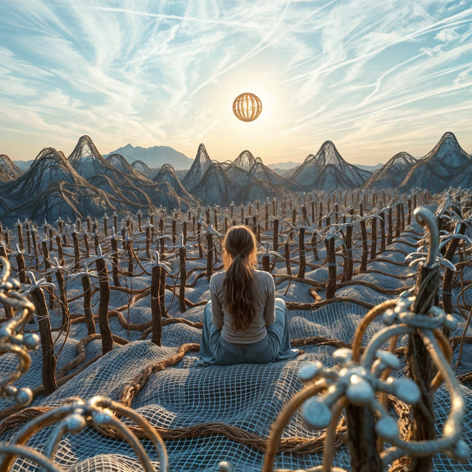 Surreal Wire Landscape in 4K Photorealistic Detail