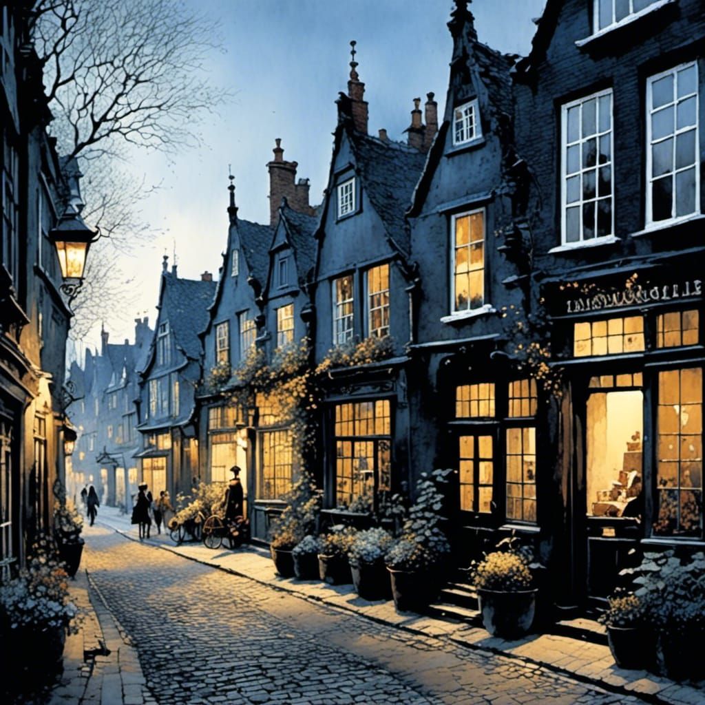 Cozy Dutch Street Scene in Evening Light