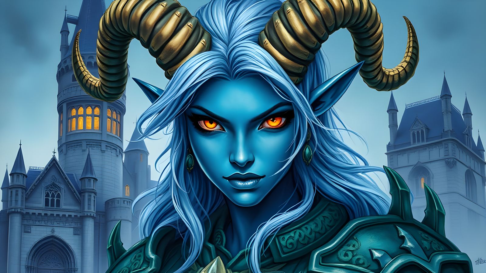 Ethereal Satyr Knight in Gouache Style