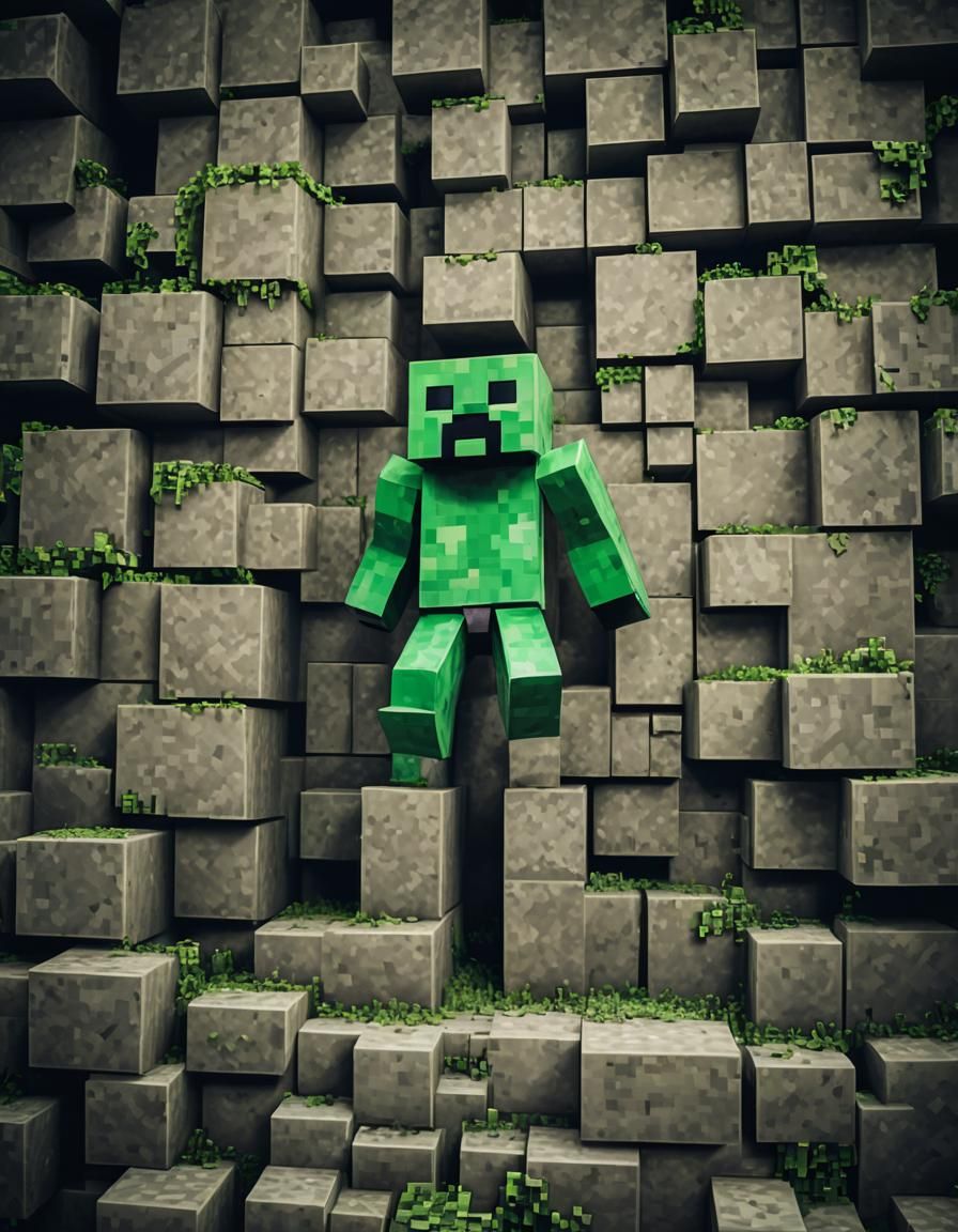 Photorealistic Horror Minecraft Creeper: Cinematic Film Stil...