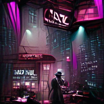 Noir Cyberpunk Jazz Cafe Scene