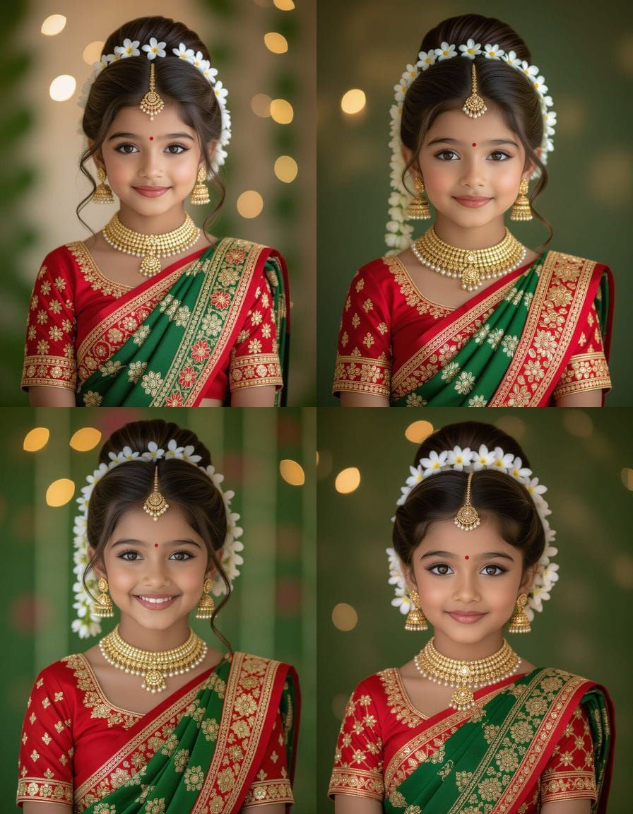 Young Indian Girl in 90s Style Traditional Attire