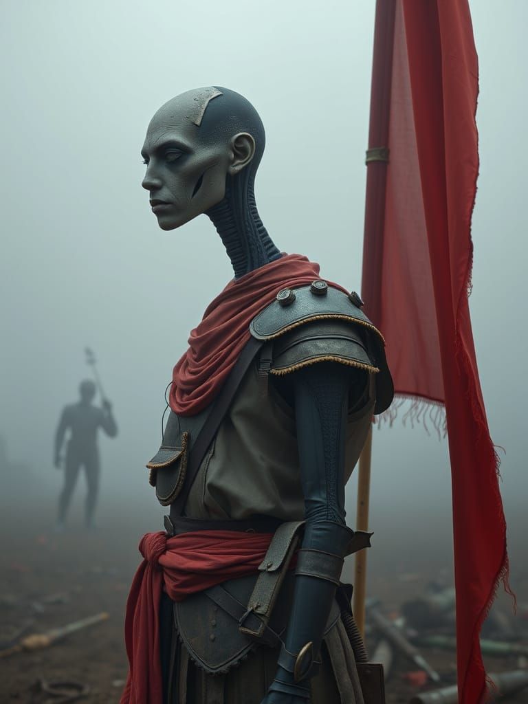 Melancholic Sentinel: A Hybrid Entity on a Battlefield