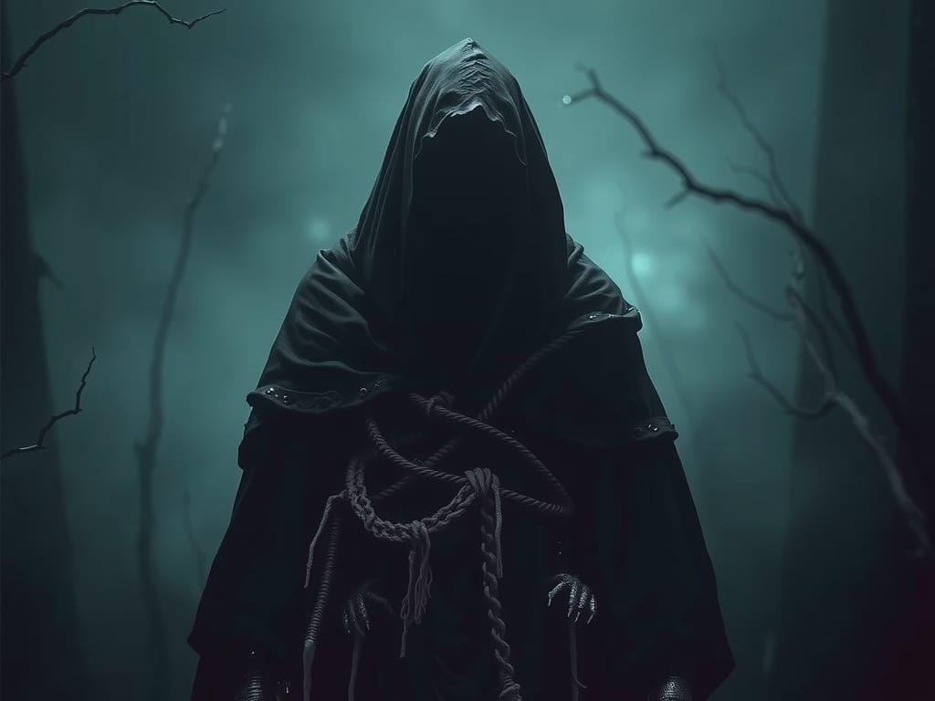 Eerie Figure in Gothic Biomechanical Landscape